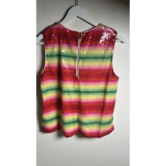 J.Crew Sleeveless top in watermelon-stripe sequins Red Green Multi Small NEW - Picture 6 of 12